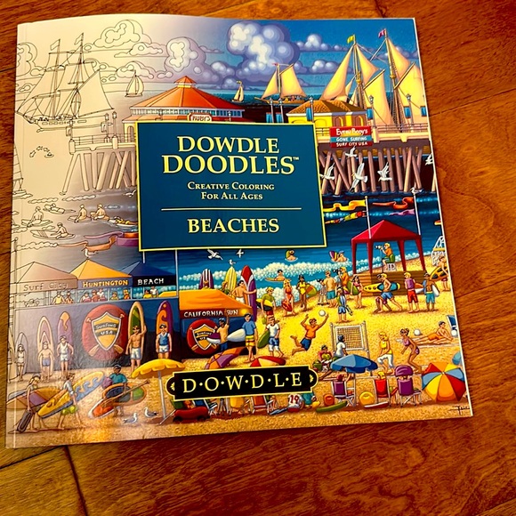 New Dowdle Doodles Folk Art Americana 2016 Beaches Coloring Book - Picture 1 of 4